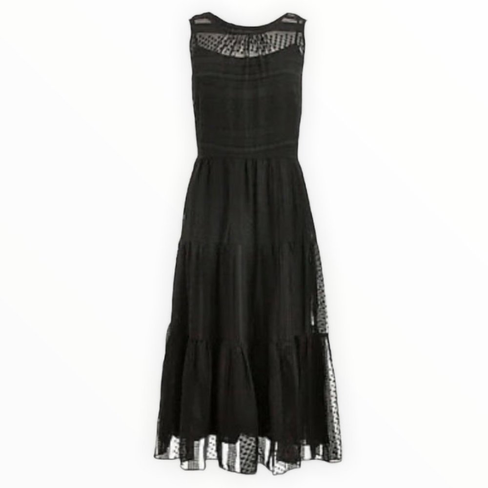 J. Crew Tiered Midi Dress in Striped Clip Dot